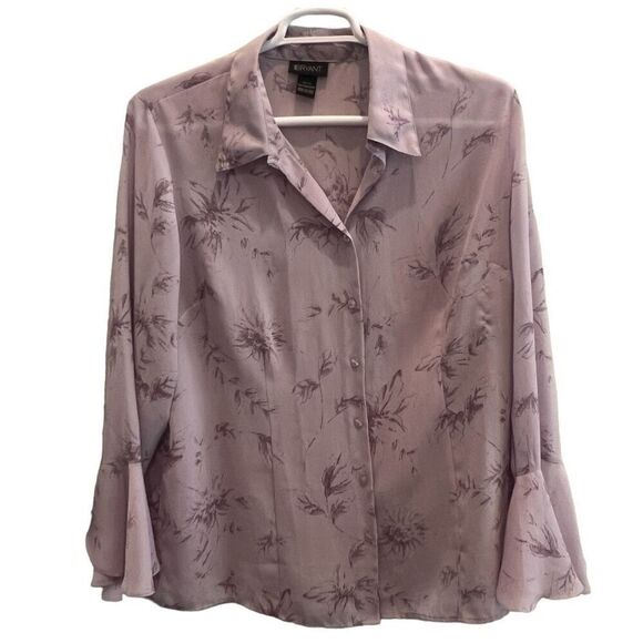 Lane Bryant Women’s Purple Floral Collared Button Up Blouse Size 18/20 - Picture 1 of 12